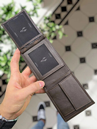 VİSSO 261 HAKİKİ DERİ ÇANTA BOZUK PARA CEPLİ İSME ÖZEL ÇİFT KİMLİK BÖLMELi DERİ ERKEK CÜZDAN Kahverengi