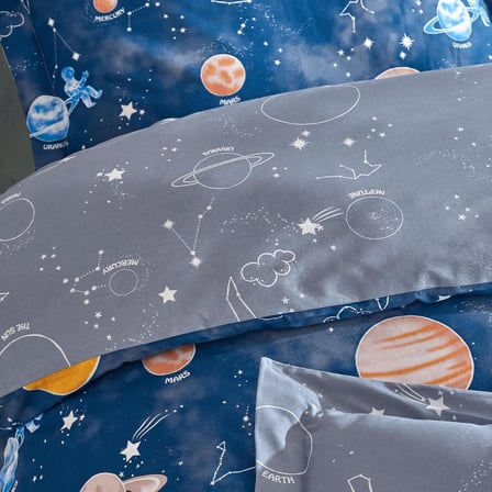 Galaxy |%100 Pamuklu Çift Kişilik Nevresim Takımı Mavi