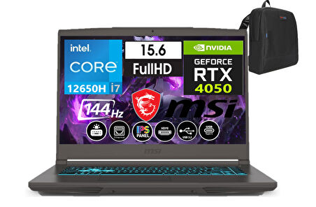 Msi Thin A15 12.nesil Core I7 12650H 24GB 1tb SSD 6GB/RTX4050 Freedos 15.6" 144 Hz Fhd IPS Taşınabilir Bilgisayar B12VE-1891XTRW02+WEBLEGELSINÇANTA
