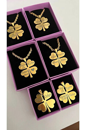 4 Yapraklı Yonca İsimli Çelik Kolye