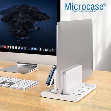Ayarlanabilir Çok Amaçlı Telefon Tutuculu Laptop Notebok Macbook için Dikey Stand-AL4495 (Siyah)