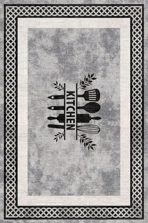 Ravona Şönil Modern Desen Kaymaz Pamuk Tabanlı Yıkanabilir Antibakteriyel Mutfak Halısı 100x150