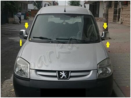 DB Chrome Peugeot Partner Krom Ayna Kapağı 1996-2008 2 Parça Abs Krom