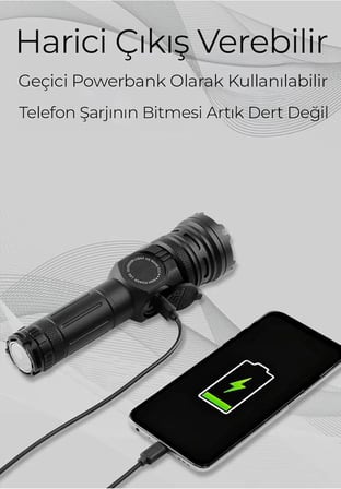 Şarjlı Ultra güçlü Çok Fonksiyonlu Dijital Profesyonel El feneri 900 Lümen