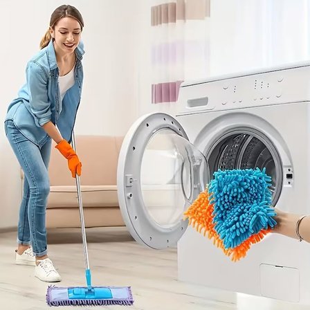 Kyrotech Makarna Mop Mikrofiber Paspas Yedeği, Evrensel Uyumlu Temizlik Başlığı, Döner Moplar İçin, Süper Emici, İz Tüy Bırakmayan Zemin Aparatı, Islak Kuru Şönil Bez, Asorti 40 CM
