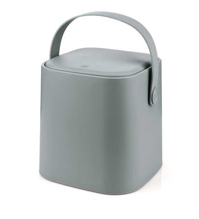 Tutma Saplı İç Kovalı Tezgah Üstü Mutfak Çöp Kovası, 4 Litre, Kilitli Kapak, Click Kapak, 20x20x22 cm (GRİ, 4 LİTRE)