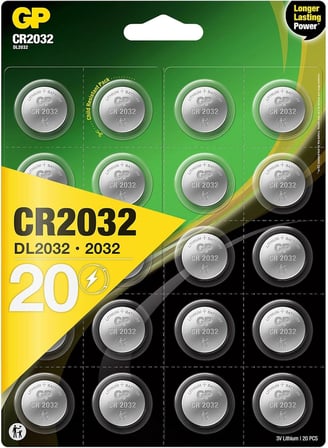 CR2032 3v Lithium Knopfzellen, 20 Stück Li-Mn Knopfbatterien CR 2032 - 3 Volt im 20-er Pack, Batterien einzeln entnehmbar ( Batteries Markenprodukt)