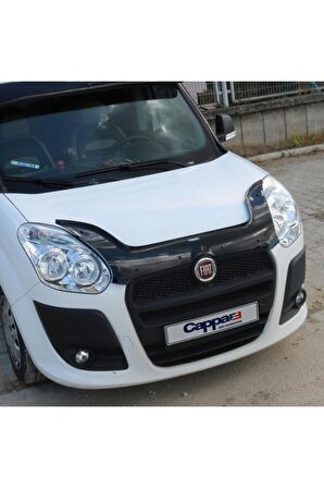 Fiat Doblo Ön Kaput Koruma Rüzgarlığı 3mm Akrilik (ABS) Parlak Siyah Deflektör 2010-2015