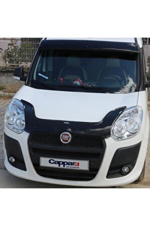 Fiat Doblo Ön Kaput Koruma Rüzgarlığı 3mm Akrilik (ABS) Parlak Siyah Deflektör 2010-2015