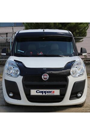 Fiat Doblo Ön Kaput Koruma Rüzgarlığı 3mm Akrilik (ABS) Parlak Siyah Deflektör 2010-2015