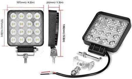 Off Road Beyaz Işık Sis Farı Lambası 16 Led Kare 12-24v 48 Watt