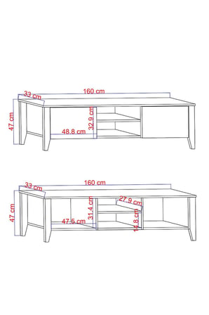 EUR081 Tv Ünitesi - Beyaz Sepet - 160 cm