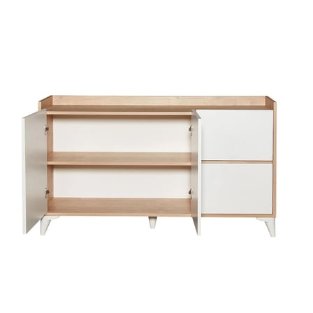 EUR032 2 Kapak 2 Çekmece Konsol - Safir Meşe / Beyaz 140 cm