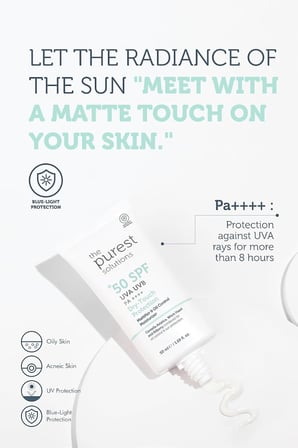 , Yağlı ve Karma Ciltler İçin Matlaştırıcı Güneş Koruyucu Krem SPF 50, 50 ml