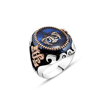 Amberkan Mavi Mineli Erkek Yüzük
