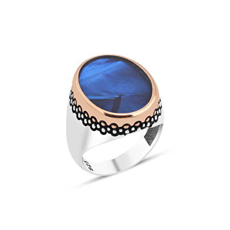 Amberkan Mavi Mineli Erkek Yüzük
