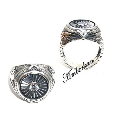 Beyaz Zirkon Taşlı Pervane Modeli Özel Tasarımlı Gümüş Yüzük