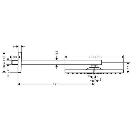 Hansgrohe Raindance E Tepe Duşu 300 1 Jet, Duş Dirseği İle, Krom 26238000