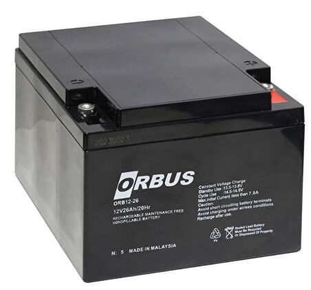 Orbus Kuru Akü 12 Volt 26 Ah Yeni Tarihli 176x166x125 mm 8 Kg