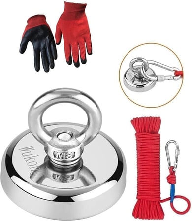 Dünya Magnet Magnet Fishing, 48 Mm, Neodyum Pot Mıknatıs Seti Halat Eldiven, Mıknatıs Balıkçılığı