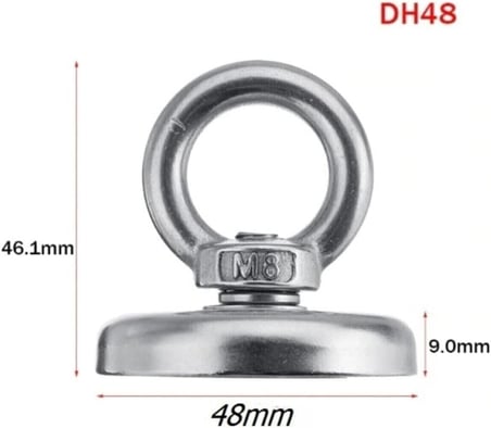 Dünya Magnet Magnet Fishing, 48 Mm, Neodyum Pot Mıknatıs Seti Halat Eldiven, Mıknatıs Balıkçılığı