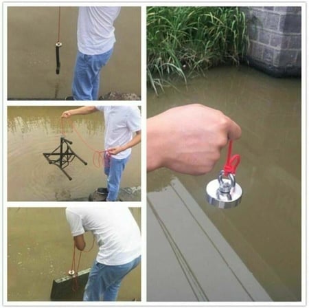 Dünya Magnet Magnet Fishing, 48 Mm, Neodyum Pot Mıknatıs Seti Halat Eldiven, Mıknatıs Balıkçılığı
