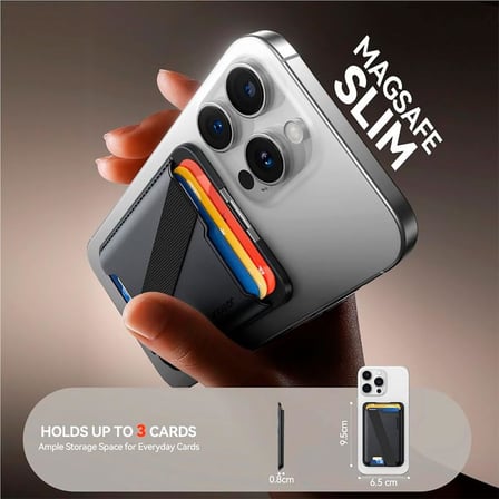 JR-ZS432 MagSafe Cüzdan, İnce Manyetik Kartlık, iPhone 12/13/14/15/16 için Güvenli Uyum, Dayanıklı Malzeme, Kolay Erişim, Siyah