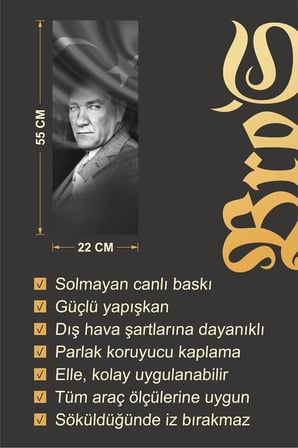 Direk Kaplama Folyosu 2 Adet (Sağ &amp; Sol Takım) Araba Direk Folyosu | Mustafa Kemal Atatürk