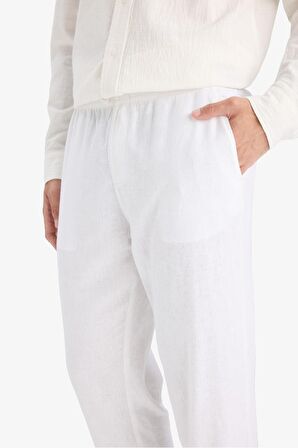 DeFacto Relax Fit Rahat Kesim Dar Paça Keten Karışımlı Yazlık Pantolon C1140AX25SMWT33