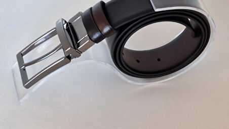 DARKWOOD ERKEK KLASİK HAKİKİ DERİ KEMER-ÇİFT TARAFLI KULLANIM-SİYAH/BORDO