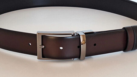 DARKWOOD ERKEK KLASİK HAKİKİ DERİ KEMER-ÇİFT TARAFLI KULLANIM-SİYAH/BORDO