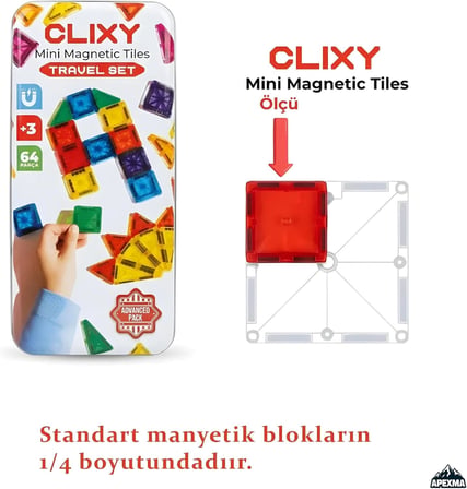 Oyuncak Eğitici STEM Manyetik Yapı Blokları 64 Parça – 3D Zeka Geliştirici Manyetik Karo Seti