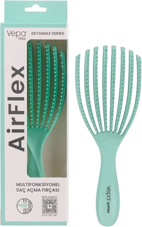 Airflex Dolaşık Saç Açma Fırçası, Kolay Tarama, Elektriklenme Önleyici Tarak (SU YEŞİLİ)