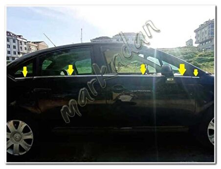 DB Chrome Citroen C4 HB Cam Çıtası Nikelajı 2004-2010 8 Parça P.Çelik