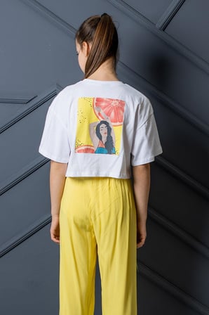 Kız Çocuk Baskılı  Rahat Kesim Tshirtlü Kaprili 2’li Takım 