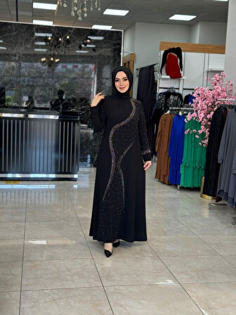 Halime Elbise Siyah Beden 4-50-52