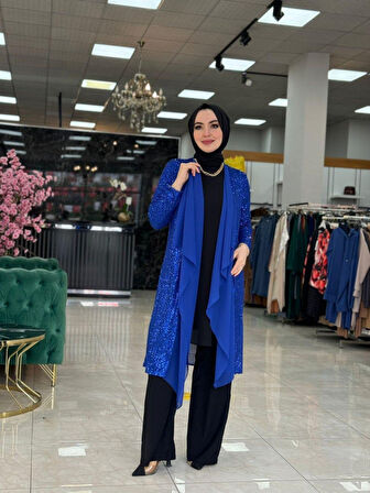Pul Payet Hırka Saks Mavisi Beden 2-48-52