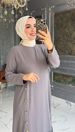 Tuğba Elbise Gri Beden 1-38-40