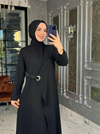 Kuş Gözü Detaylı Elbise-Siyah Beden 1-38-40