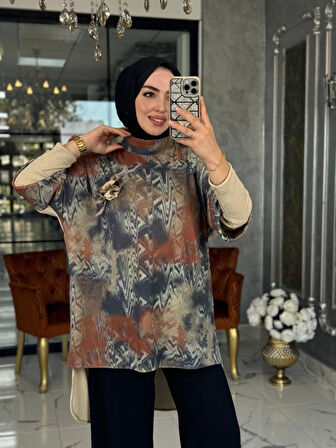 Rosa Örme Tunik-İndigo mavi indigo Beden 2-46-54