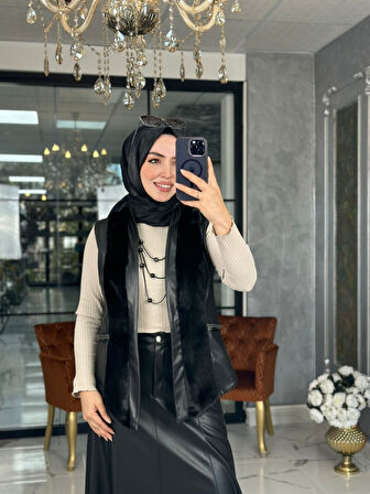 Deri Yelek Takım-Siyah Siyah Beden 1-38