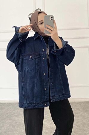 Çift Cepli Oversize Kot Ceket