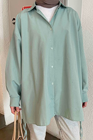 Oversize Gömlek Mint Yeşili