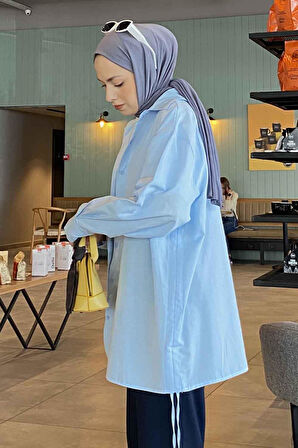 Oversize Gömlek Bebe Mavisi