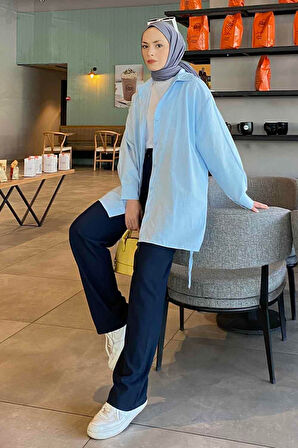 Oversize Gömlek Bebe Mavisi
