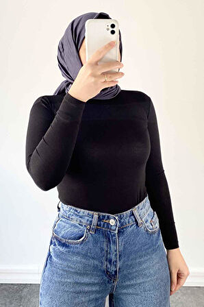 Bisiklet Yaka Düz Renk Body Siyah