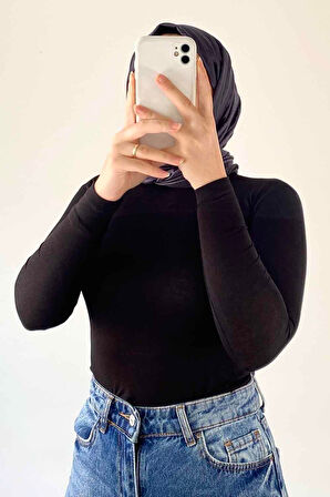 Bisiklet Yaka Düz Renk Body Siyah