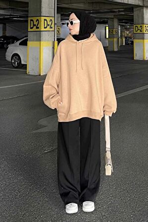 Kapşonlu Oversize Yan Cepli Sweat