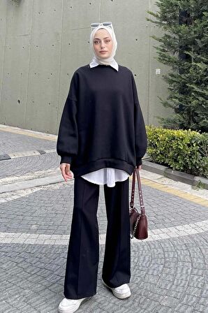 Bisiklet Yaka Oversize Sweat