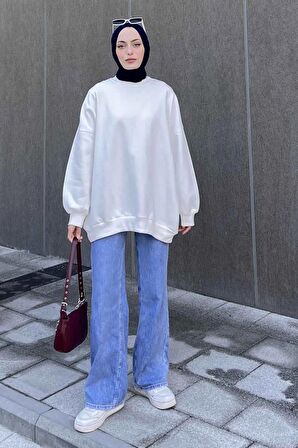 Bisiklet Yaka Oversize Sweat